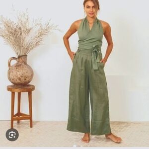 Free the label Monaco linen wide leg pant